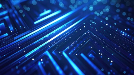 Wall Mural - Futuristic Blue Neon Tunnel with Reflective Floor