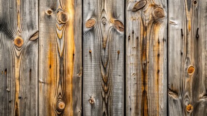 Wall Mural - Weathered grey wooden planks with visible grain and cracks, mounted on a rustic background, evoking a sense of aged decay.