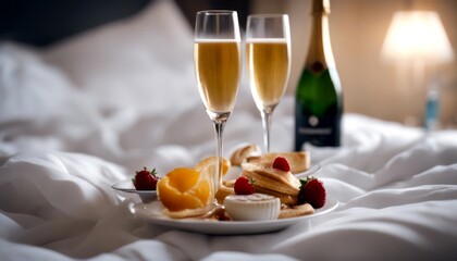 Wall Mural - room champagne bedchamber interior day bed champaign bubbly breakfast goggles valentine