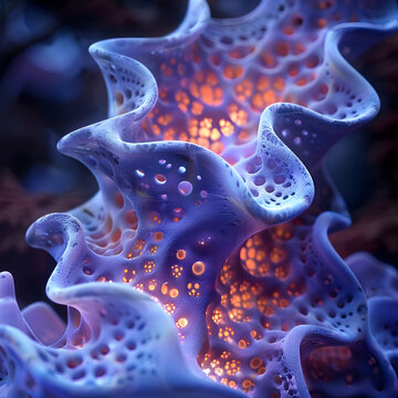 Abstract 3D Purple and Orange Organic Structure