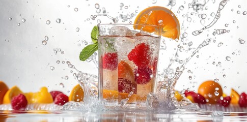 Poster - a refreshing fruit cocktail with a splash of water