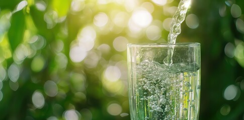 Sticker - a glass of water with a green background