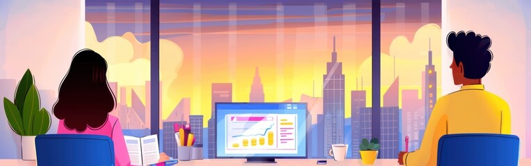 Wall Mural - Business Professionals Analyzing Financial Reports in a Meeting - Stock Market, Finance, and Marketing Concepts