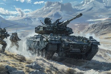 Canvas Print - a couple of tanks that are in the dirt