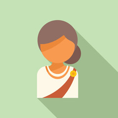 Sticker - Indian woman wearing traditional sari dress with long shadow flat icon