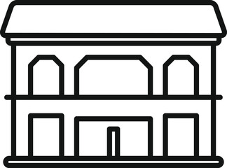 Poster - simple line drawing of a modern two storey building facade with large windows