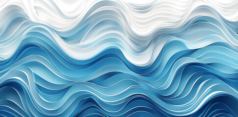 Wall Mural - Blue and White Ocean Waves, Abstract Water Pattern