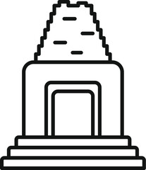 Sticker - Linear illustration of a mayan temple, showcasing the architectural style of ancient mesoamerican civilizations