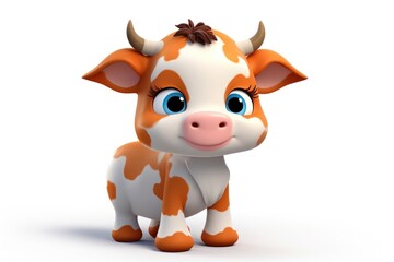 Poster - Cute animals cow livestock cartoon.