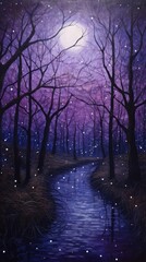 Wall Mural - Dark purple impressionism background astronomy outdoors woodland.