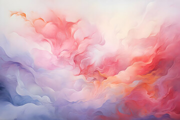 Canvas Print - Abstract Pink and Orange Swirling Clouds Illustration