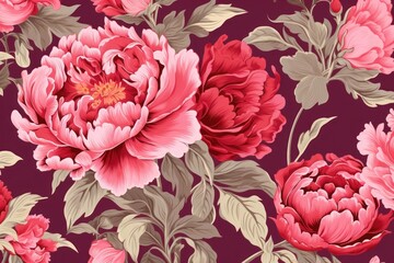 Poster - Peony flowers wallpaper pattern petal.