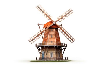 Wall Mural - Holland windmill outdoors white background architecture.