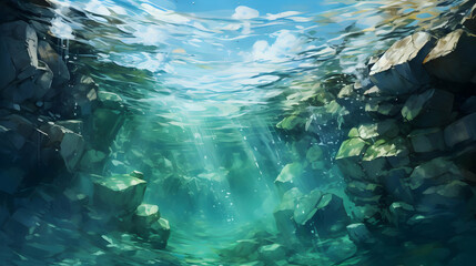 Poster - Underwater Rocks Illustration