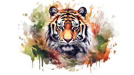 Wall Mural - Tiger in a nature watercolor style