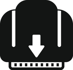 Poster - Black and white icon of a cloud storage service downloading data with a progress bar