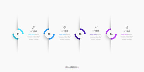Wall Mural - Vector Infographic label design template with icons and 4 options or steps. Can be used for process diagram, presentations, workflow layout, banner, flow chart, info graph.