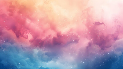 Poster - Abstract Background with Pink and Blue Clouds and Stars