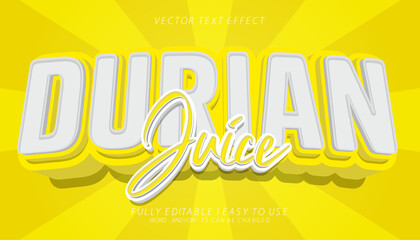 Sticker - durian juice 3d editable vector text effect. trendy style text effect