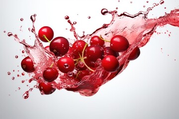 Sticker - Cranberry juice splashing cherry fruit.