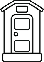 Wall Mural - Line art icon of a public toilet building standing on foundation