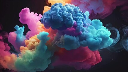 Wall Mural - multicolor smoke moving multicolor gas cloud with light background in abstract storm 4k