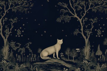 Wall Mural - Moon animal mammal night.