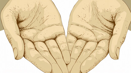 Sketch of a pair of cupped hands with a heart-shaped opening