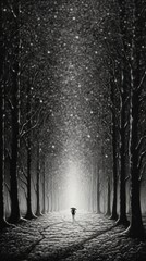 Poster - Illustration of a snowing land landscape outdoors.