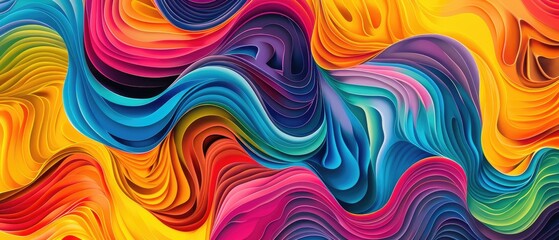 Wall Mural - wavy lines and figures in abstract colorful design, a stunning and eye-catching visual effect