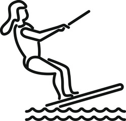 Poster - Young woman wakeboarding on lake, enjoying water sport, summer activity icon