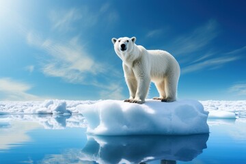 Sticker - A polar bear standing on an ice cap wildlife outdoors nature.