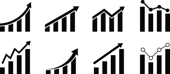 Aufkleber - Growing graph symbol with arrow. Profit increase icon. Profit growth chart. Vector illustration.