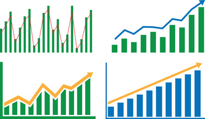 Aufkleber - Growing graph coloring symbol with arrow. Profit increase icon. Profit growth chart. Vector illustration.