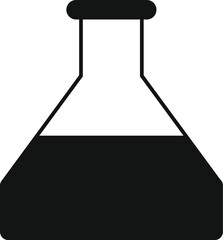 Canvas Print - Simple black and white icon of a chemical flask containing liquid, ideal for representing scientific experiments