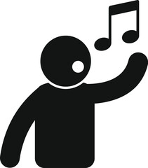 Poster - Simple icon of a person singing, perhaps karaoke, with musical notes