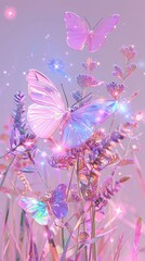 Wall Mural - meadow and butterflies graphics art invertebrate.
