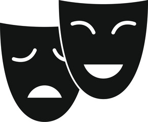 Wall Mural - Black and white comedy and tragedy theater masks representing the duality of life