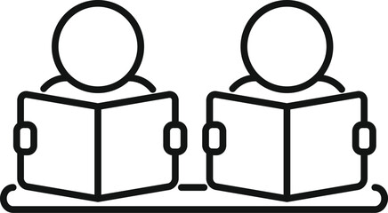 Poster - Two students are reading books while sitting on a bench