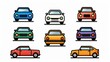 © CrazyJuke - Linear style car icon set with transport symbols in vector illustration.
