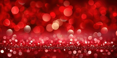 Canvas Print - Festive red holiday abstract background with bokeh lights and glitter for Christmas designs.