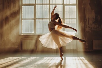 Wall Mural - Young woman dancing ballet adult.