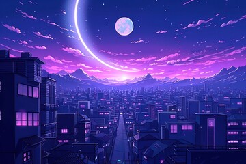 Canvas Print - Japan purple architecture astronomy.