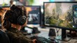 © LU - White male game designers use desktop computers and 3D modeling software to design unique characters and worlds for immersive RPG video games. Someone who works in the diversity office of a game devel