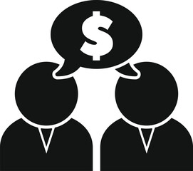 Poster - two businessmen discussing about a business deal with a thought bubble showing a dollar sign