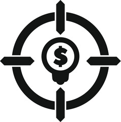 Poster - Dollar sign inside a light bulb is being targeted, representing the concept of focusing on profitable innovative ideas