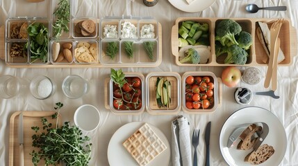 Zero-Waste Picnic Setup with Reusable Containers and Cutlery for Sustainable Dining Experience