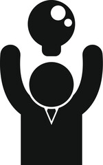 Poster - businessman holding light bulb having an idea icon