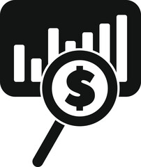 Poster - magnifying glass analyzing a growing graph, symbolizing financial analysis and investment opportunit