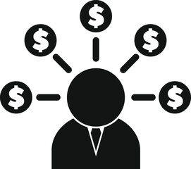 Sticker - Businessman is focusing on making money from multiple sources of income